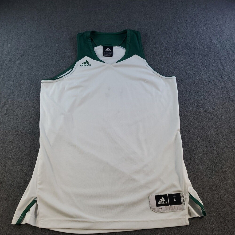 Adidas Tank Top Womens Size L Green White  Sports Jersey Sleeveless